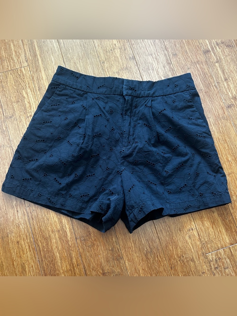 a new day High Rise Black Eyelet Cotton Shorts: Size 8